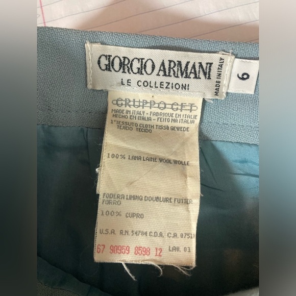 Giorgio Armani 100% wool aqua blue A line straight pencil skirt midi 6 Italy - Picture 5 of 6